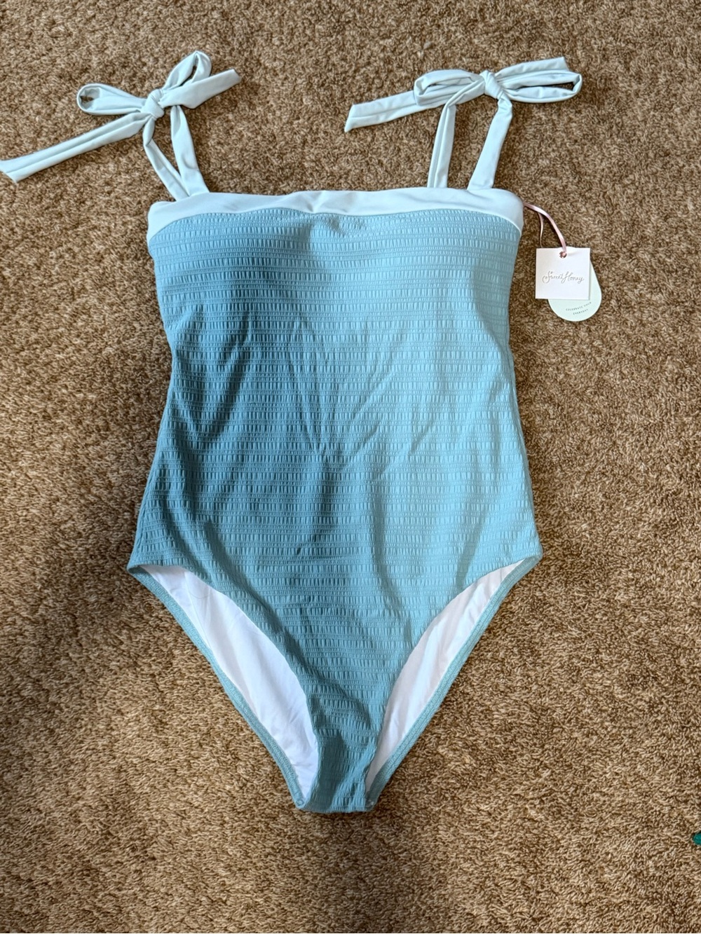 SweetHoney Women's Bow Strap One Piece - Dolphin Blue